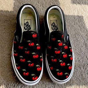 Vans black with cherries